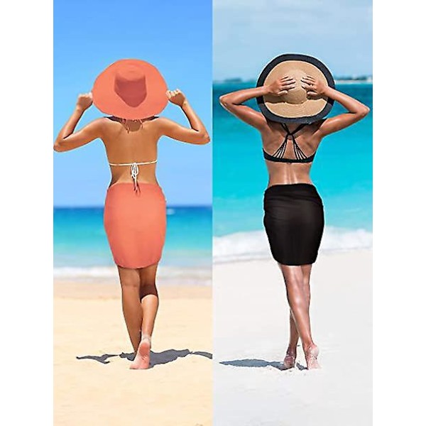Elegant sort og orange chiffon strandkjole til damernes badedragt