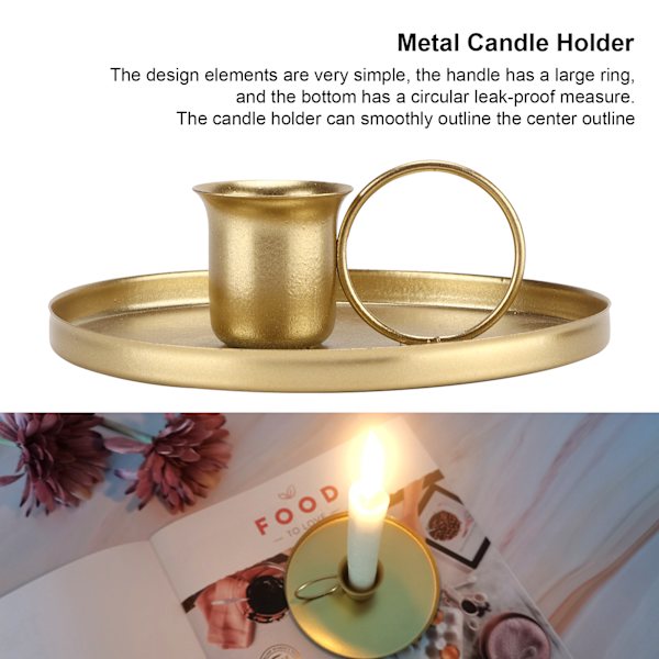 Retro Ljusstake Metall Smidesjärn Ljusstake Stand Ornament Heminredning Guld