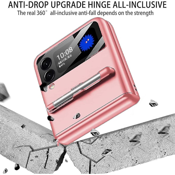 Kompatibelt Samsung Galaxy Z Flip 4 Cover Med S Pen, Magnetisk Hængselbeskyttelse Cover Med Kameraskærmbeskytter-E