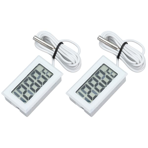 2 st Elektronisk Digital Termometer Termostat Temperaturmätare 2s Uppdatering med Sond Vit