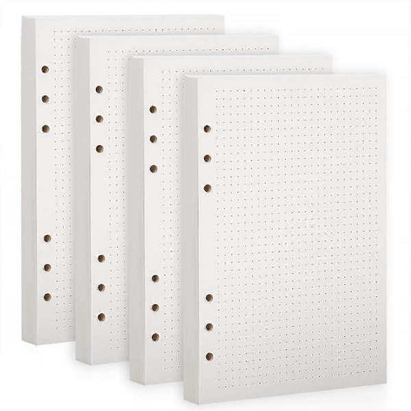 A5 Papirinnlegg med Prikker, 6-Rings Papirinnlegg, A5 Papirinnlegg for Notatbok Journaler (Prikker)