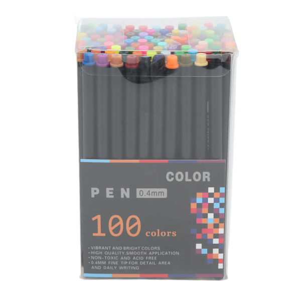 Fineliner-pennor 100 färger Snabbtorkande Glansigt bläckutmatning 0,4 mm nålrör Minimera blödning Fineliner-pennor för skrivning