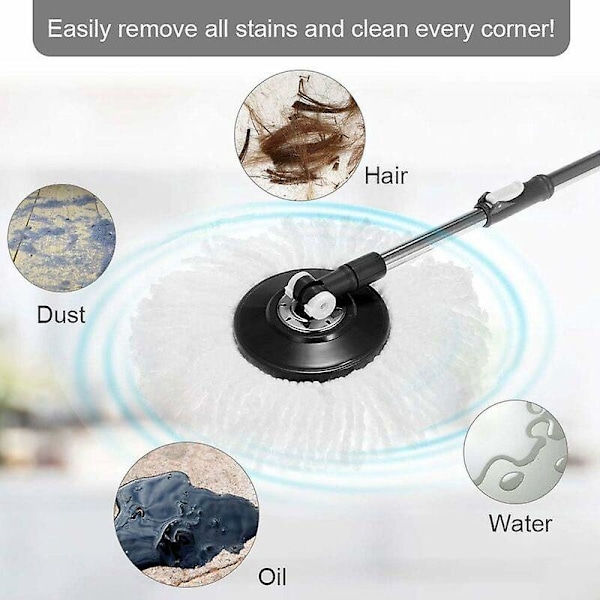 Mikrokuituiset moppipäät, moppipäiden vaihtopäät pyöreät moppipäät 360° pyörivät 3 kpl (halkaisija 16 cm)
