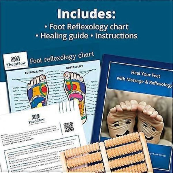 Dobbelt Fodmassagerulle i Træ - Lindring af Plantar Fasciitis, Hæl, Svang, Fodsmerter, Stresslindring - Stor (L)