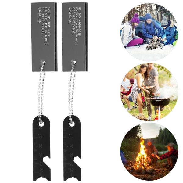 2 ST Bärbar Magnesium Block Flint Fire Starter Utomhus Camping Vandring Överlevnadsverktyg