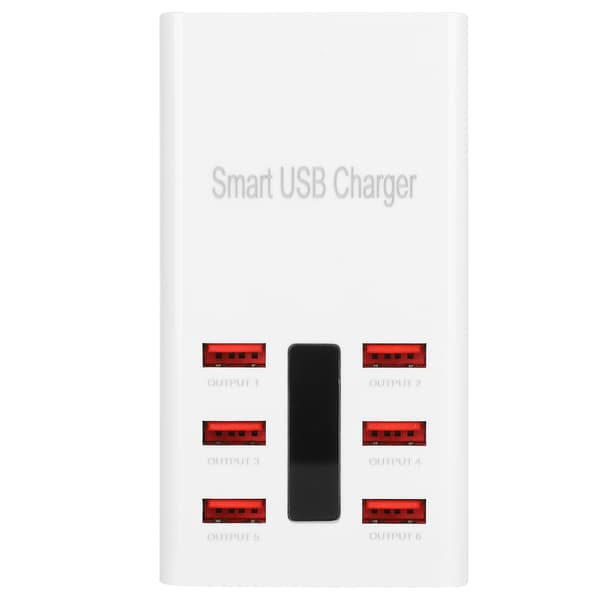 US-plugg 100-240V 6-ports USB Smart Distribution Hurtiglader 30W 5V/6A Ladeadapter