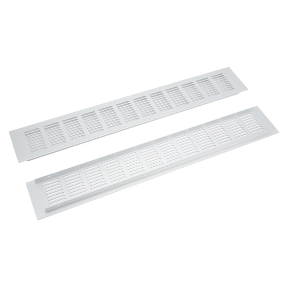 2 st luftventilationsgaller i aluminiumlegering, rektangulär ventilationsgaller för skåp, skoskåp, garderob, 80 x 500 mm