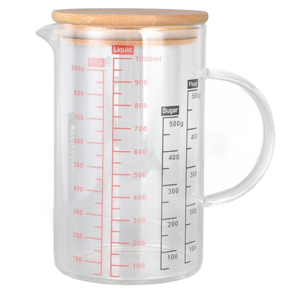 Mätkopp i glas V-format munstycke Tydlig skala Bekvämt grepp Borosilikatglas Kaffekoppar 1000ml