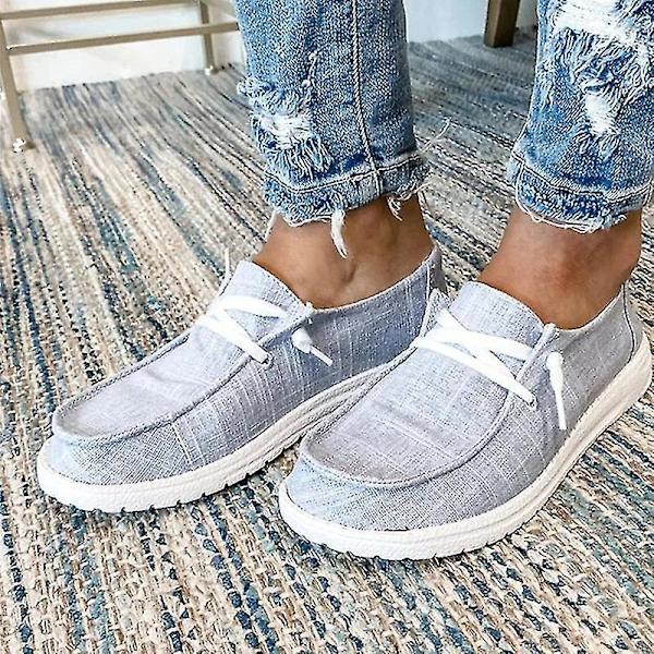 Grå Slip-On Bådsko Loafers Flats Pumps til Kvinder
