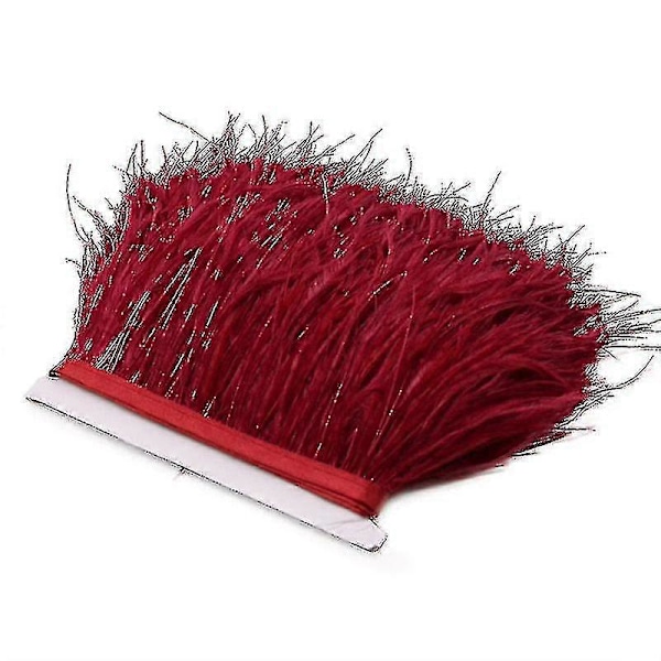 2m Strudsefjer Trim Fjer Ribbon Selvage til DIY Håndværk og Kostumer Sort