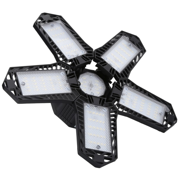 137LED garagelys med 5 blade 80W E27/E26 Deformerbar justerbar minedriftslampe 85-265V sort
