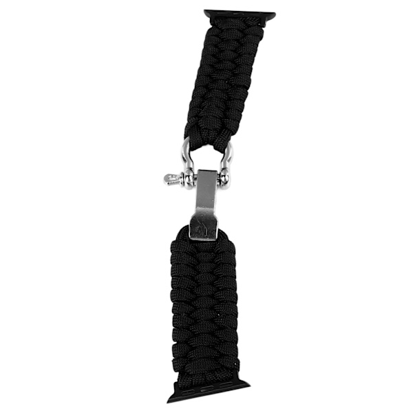 Flätat klockarmband Justerbart armband Tillbehör för IWatch 9 8 7 6 5 4 3 2 1 SE Svart