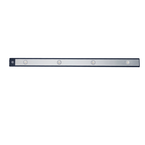 LED-garderobslampa, ultratunn, intelligent, uppladdningsbar, trådlös LED-rörelsesensorlampa för skåp, 60 cm/23,6 tum, svart
