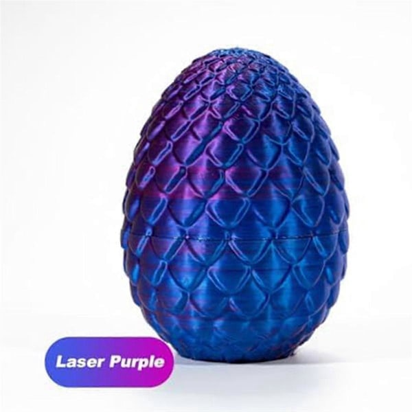 3D-printet drage i egg, fullt artikulert krystall-drage med drageegg, hjemmekontor dekor