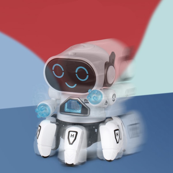 Robotleketøy Seks Klør Plast Intelligent Dansende Syngende Lys Elektrisk Robotleketøy for Gutter Hvit