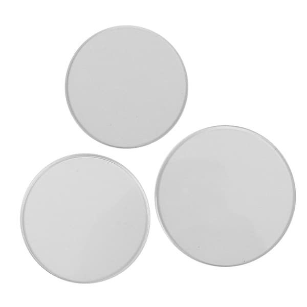3 stk. flatt urglass, erstatning, rundt, transparent urglass (35+36+40)