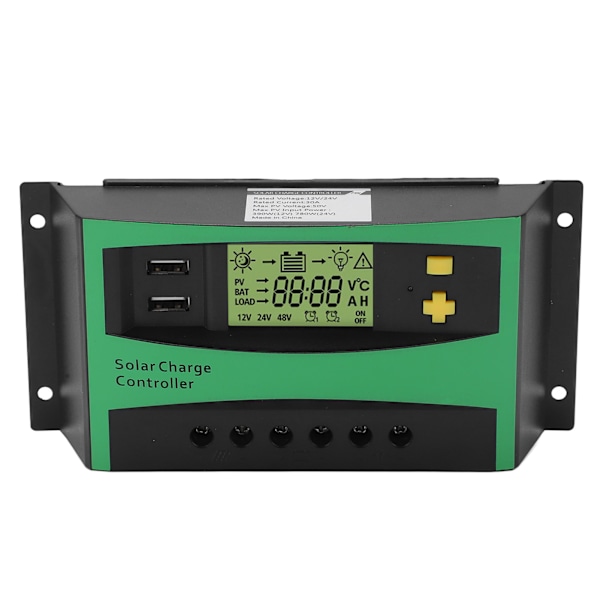 Aurinkolatauksen ohjain PWM-paneeli 12V 24V 30A 2 USB 5V ulostulolla RV-vene tarvikkeet