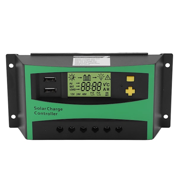 Solcelleladningsregulator PWM-panelregulator 12V 24V 30A med 2 USB 5V-udgange RV-bådforsyninger