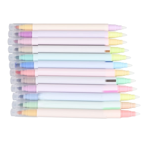 Dobbeltsidig highlighter i levende farger, lett dobbeltspisset highlighter, fluorescerende markeringspenn for studenter