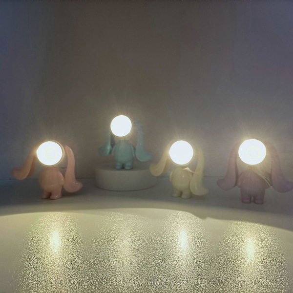 Oppladbar LED Bordlampe Berøringssensor Skrivebordslampe Sopplampe Soverom Restaurant Bar Kaffebar Dekor Rosa Kanin