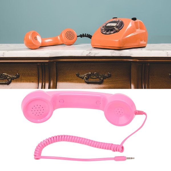 Retro telefonhåndsett Multifunksjon Strålingssikker håndholdt mobiltelefonmottaker for mobiltelefoner Datamaskiner Rosa Pink