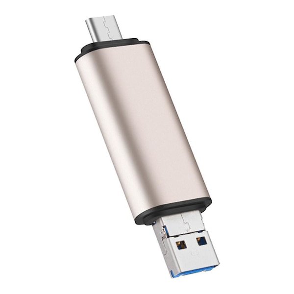 3 i 1 USB Typ C/USB/Micro USB TF SD Minneskortläsare OTG Adapter Guld