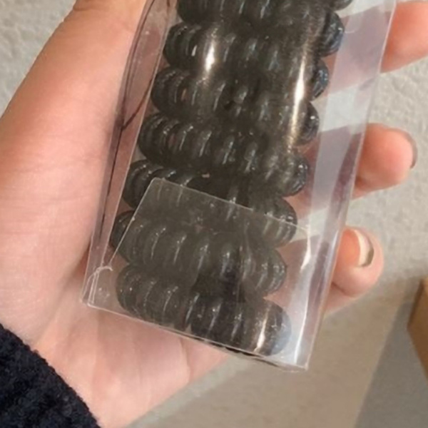 Elastiske spiralhårbånd Telefonledningsformet Komfortabelt slid Spiralhårbånd til piger Sort
