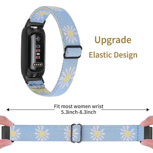 Fitbit Inspire 3 Nylon Elastisk Flettet Solo Loop Sport Watch Band Sort - 4 Blå Daisy