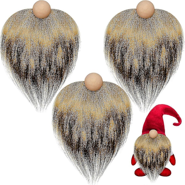 Gnompärlor och falska skägg 6 st/set Fuskpäls Dvärgskägg Träpärla För Jul Plysch Gnomdocka Handgjord Diy Högkvalitativt mörkgrå