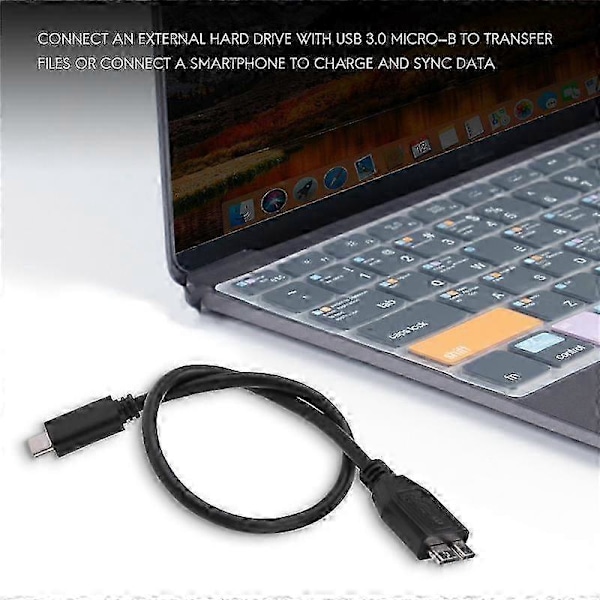 Harddisk-kabel, USB 3.1 Type-C hann til USB 3.0 -B hann datakabel kompatibel med nettbrett og telefon