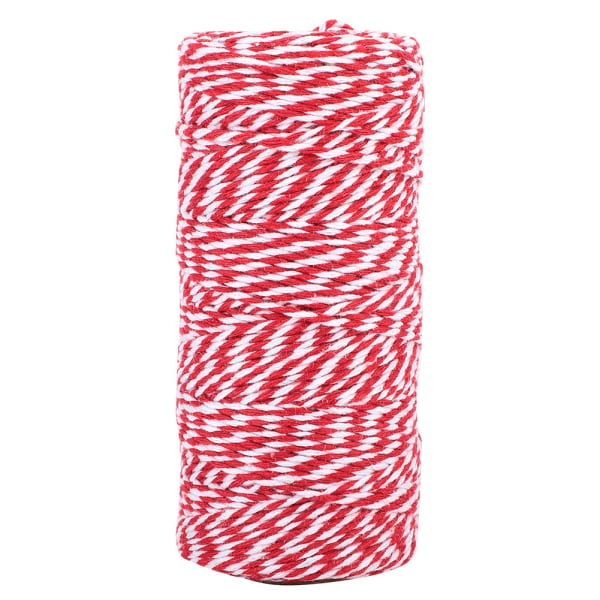 100m håndlaget dobbel farge bomullstråd hyssingdekorasjon (rød hvit)