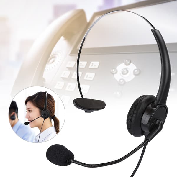 Telefon Monauralt Headset Fasttelefon Hodetelefon med Mikrofon for Hjemmebruk
