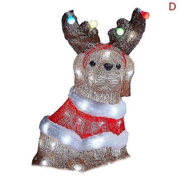 Juldekorationer Utomhus Lysande Djur, hund, rådjur, jultomte utomhus D
