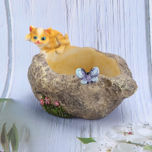 Miniatyyrinen hartsipiirros eläinruukku koriste pöytä mehikasvi ruukku koriste kissa