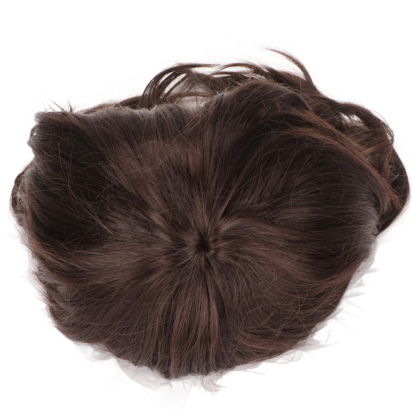 Herrperuk Kort Brun Rak Andas Inre Mesh Mjuk Fluffig Deformering Resistant Man Peruk