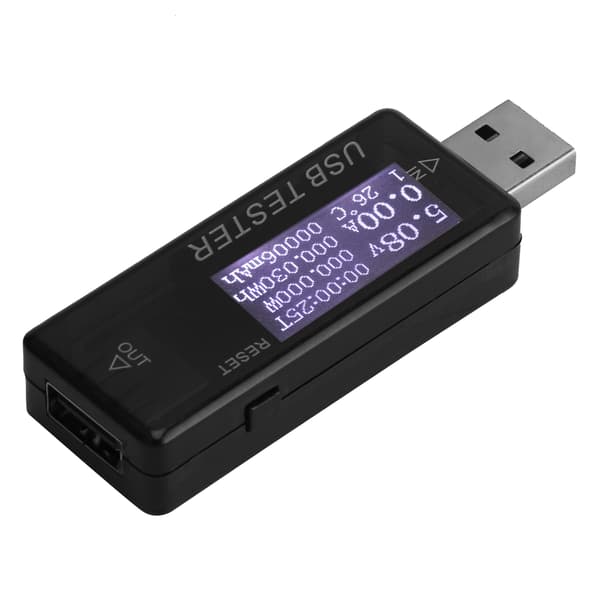 Tester Digital USB Spænding Strømmåler Voltmeter 8 I 1 Detektor 0‑5A 0‑150W 4‑30V Sort
