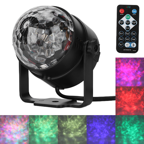 Discolys 7 farger lydaktivert LED vannmerkelys med fjernkontroll for hjemmefester KTV-klubb 100-240VUS-plugg