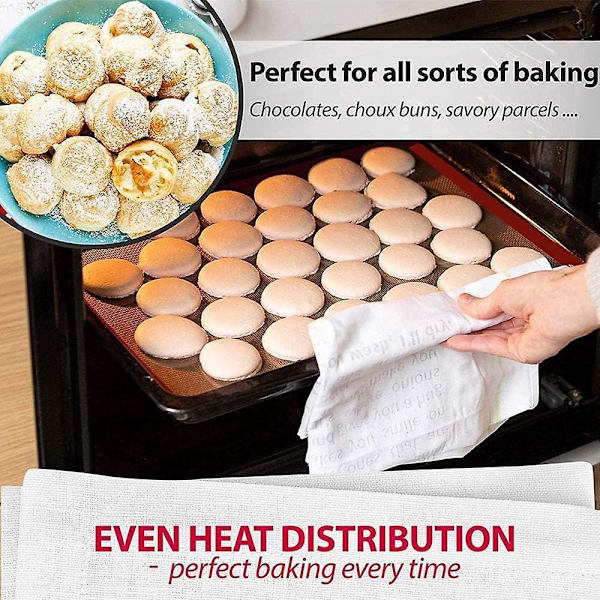 2-pack silikonbakmattor, non-stick, hållbara, värmebeständiga degark (40 x 29,5 cm)