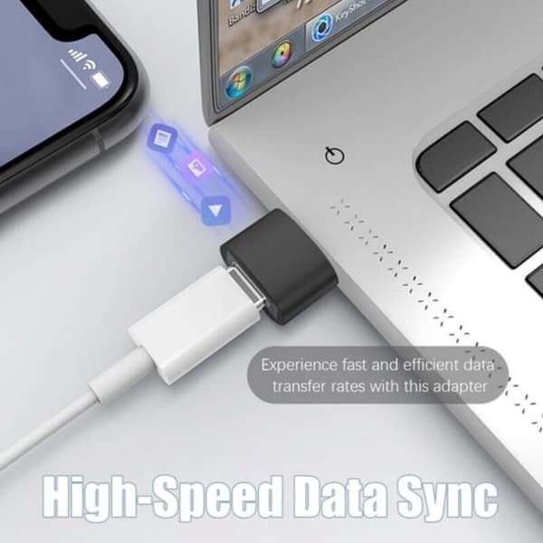 Pakke med 5 USB-C til USB-adaptere til dataoverførsel og hurtig opladning - Sort