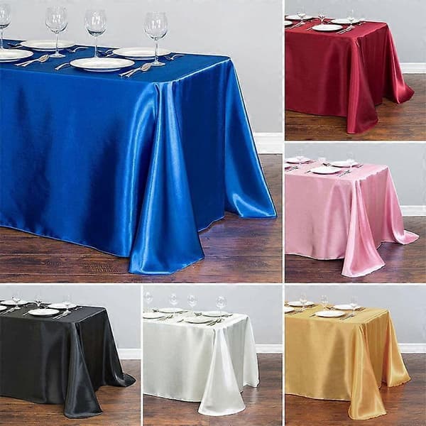 1PC Wedding Tablecloth Rectangle Tablecloth Cover Fabric Satin Party Decoration black black XL