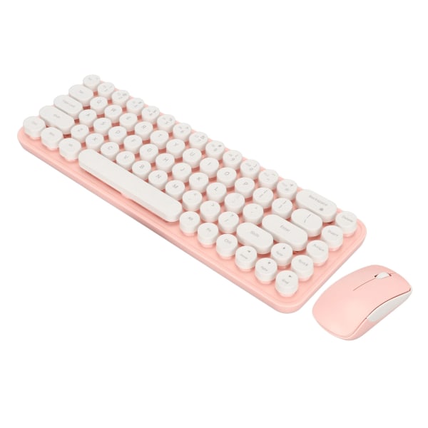 Skrivmaskin Tangentbord och mus Combo 68 tangenter 2,4 GHz stabil överföring Batteridrivet Retro skrivmaskin Tangentbord för Windows Vit Rosa