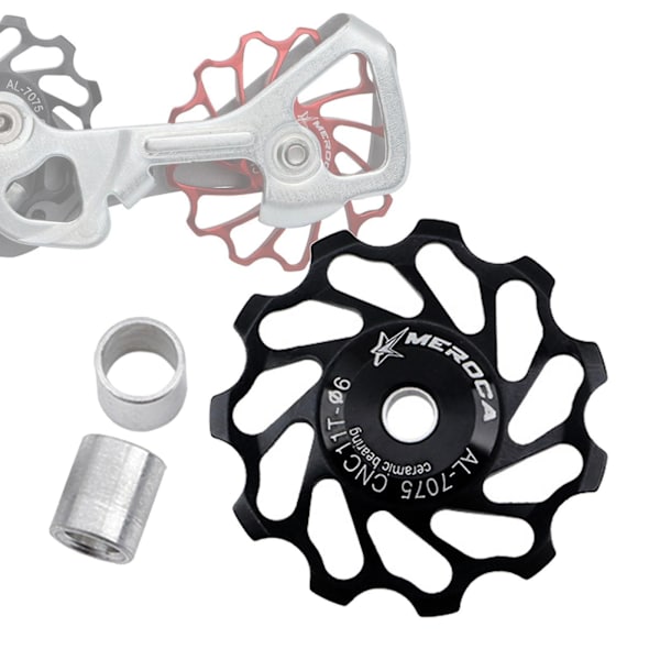 2 x Racer Cykel Keramisk Trissa Bakväxel 11T/13T Guide Lager Jockey Hjul 11T Svart