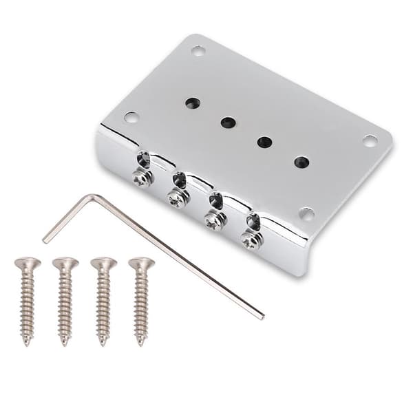 4-strängad fast stall Ersättningsdelar för Cigarbox Elgitarrer Bas Ukulele (Silver)