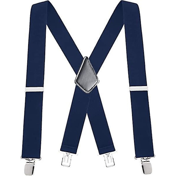 Ultrasterke marineblå justerbare elastiske bukseseler - 120cmx5cm - X-form