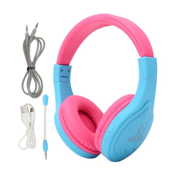 Bluetooth-lasten kuulokkeet, stereomeluntapoisto, RGB-valo, taitettava langaton lasten kuulokemikrofoni, sininen