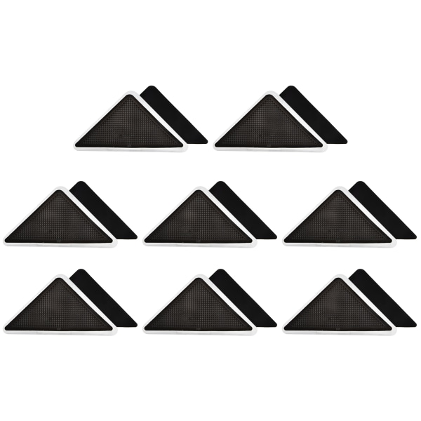 8 sett teppetape Anti-skli teppetape trekantet gummiteppepute Vaskbar teppefeste for flisgulv