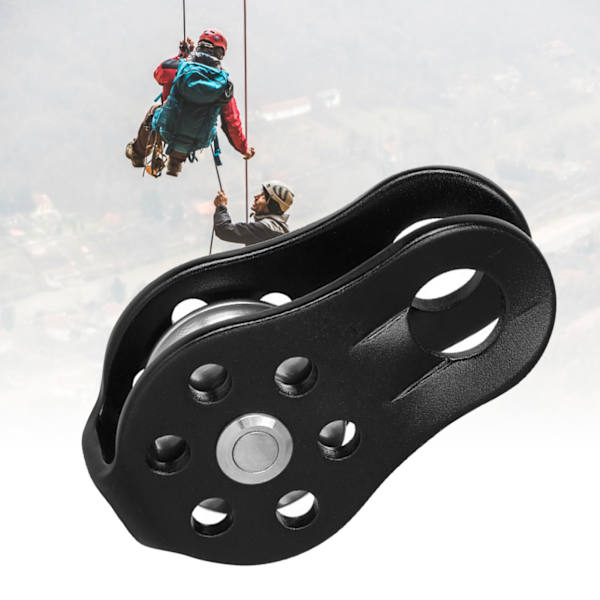 Kiinteä mikrohihnapyörä alumiiniseos kiillotus korkea lujuus kevyt kiipeilyyn Aloft Work Rappelling Musta Vapaa Koko