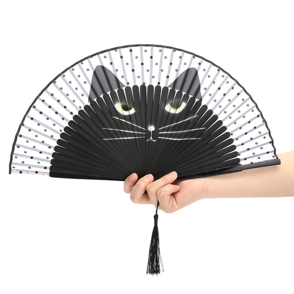 Kattvikfläkt Japansk stil Tecknad handmålad bläckstråle bröllopsdans kyrkpresenter