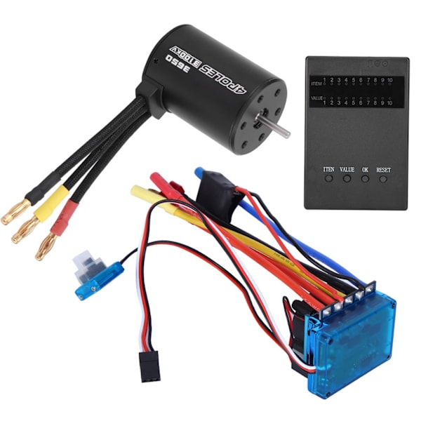 3650 Motor 3100Kv Børsteløs ESC Programkort Sæt til 1/10 RC Bil Erstatningsdel (120A)