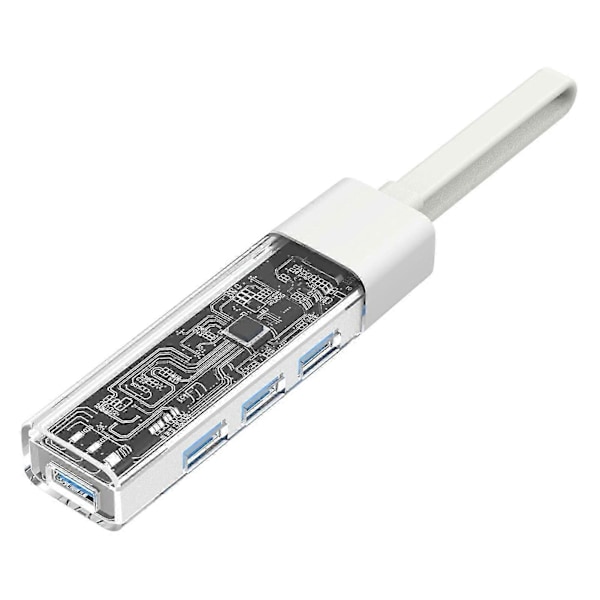 4-in-1 Hub -telakointiasema, läpinäkyvä kuorirakenne, 4 porttia, kompakti koko, kaksois-USB-C-jatke, tietokonetarvikkeet, valkoinen